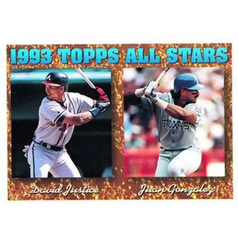 1994 Topps David Justice / Juan Gonzalez AS # 389 Atlanta Braves / Texas Rangers